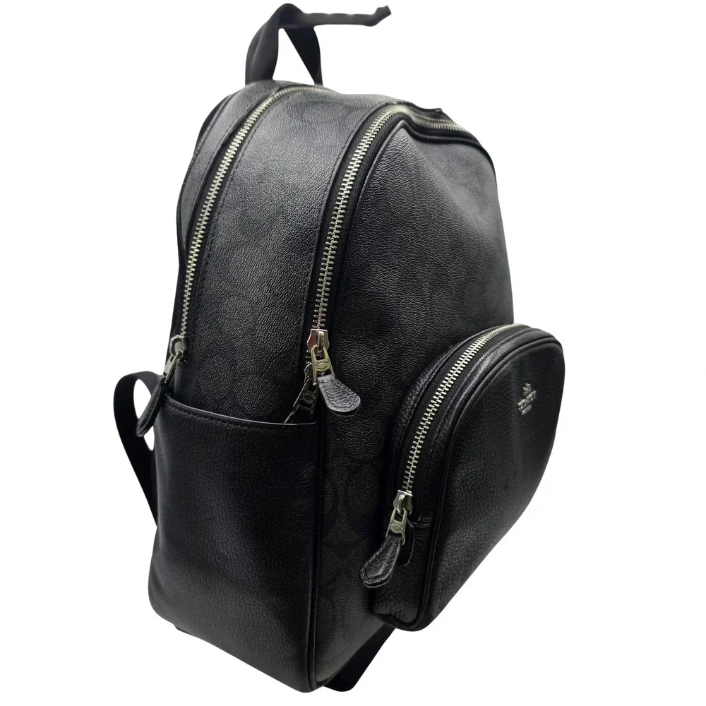 Coach Backpack Medium Black West Signature Canvas Pebble Leather F2447-5871